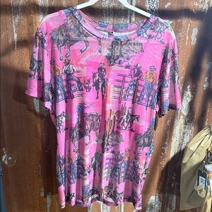 Pink Western Mesh T-Shirt